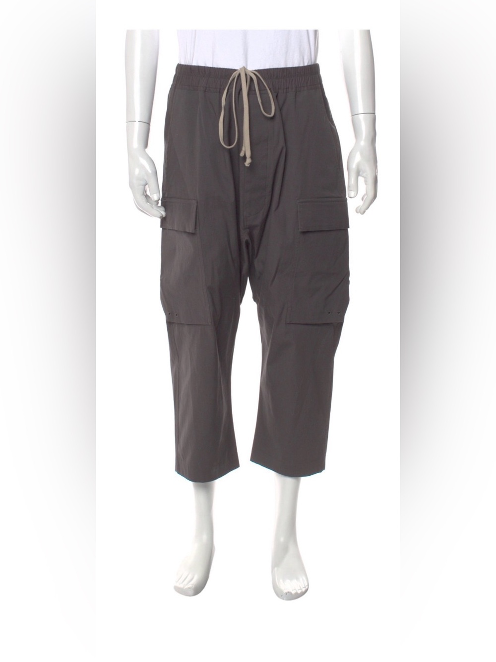Rick Owens Cropped Cargo Pants in Charcoal Gray